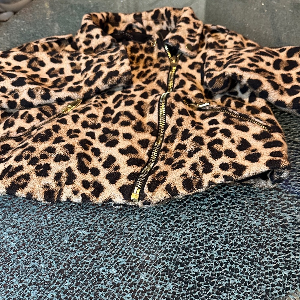 Zara Leopard Print Faux Fur Jacket - Tan & Black